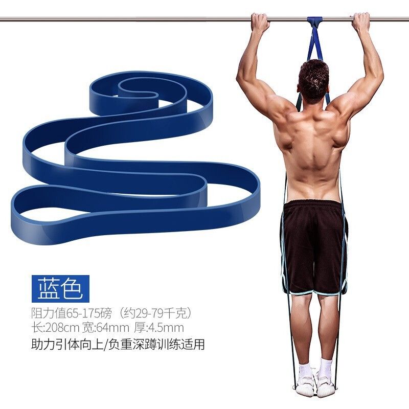 拉力绳弹力绳弹力带健身器材家用男单杠引体向上阻力带练胸肌训练 阻力带 蓝色引体向上辅助(65-175磅)